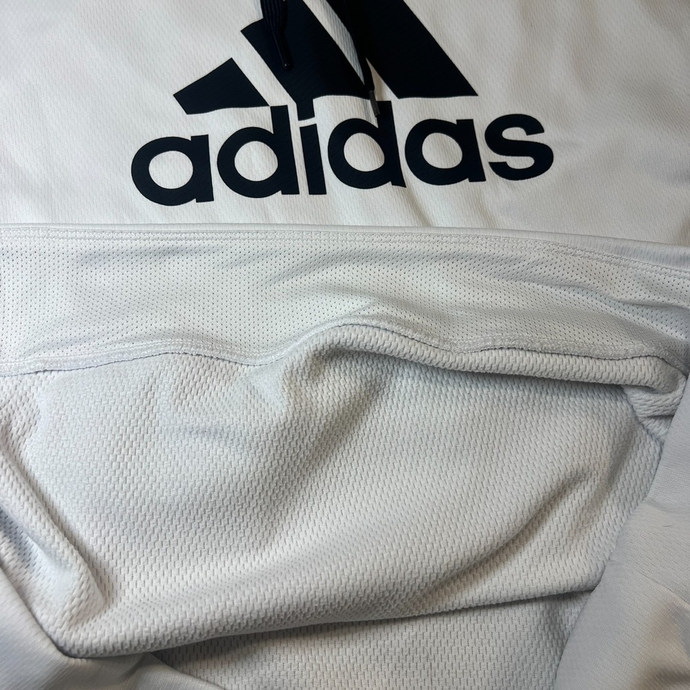 Adidas Climawarm Hoodie Mens XL White Black Big Logo 2010s Retro Sportswear - Picture 11 of 13